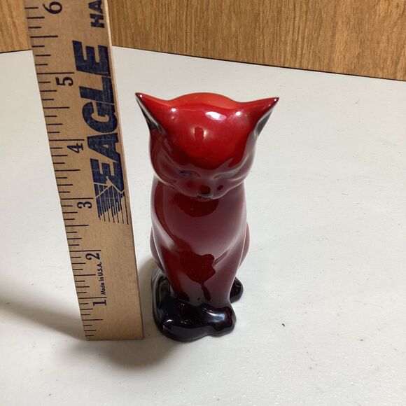 Vintage Royal Doulton Flambe Seated Cat Figurine 5 Inches Tall Made In England - Picture 5 of 5